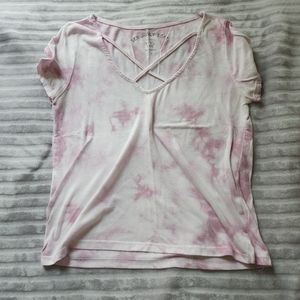 Aeropostle pink tie die crop top